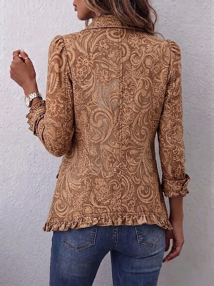 Vyclara™ | Giacca Ruffle con Stampa Floreale Bohemien Vintage