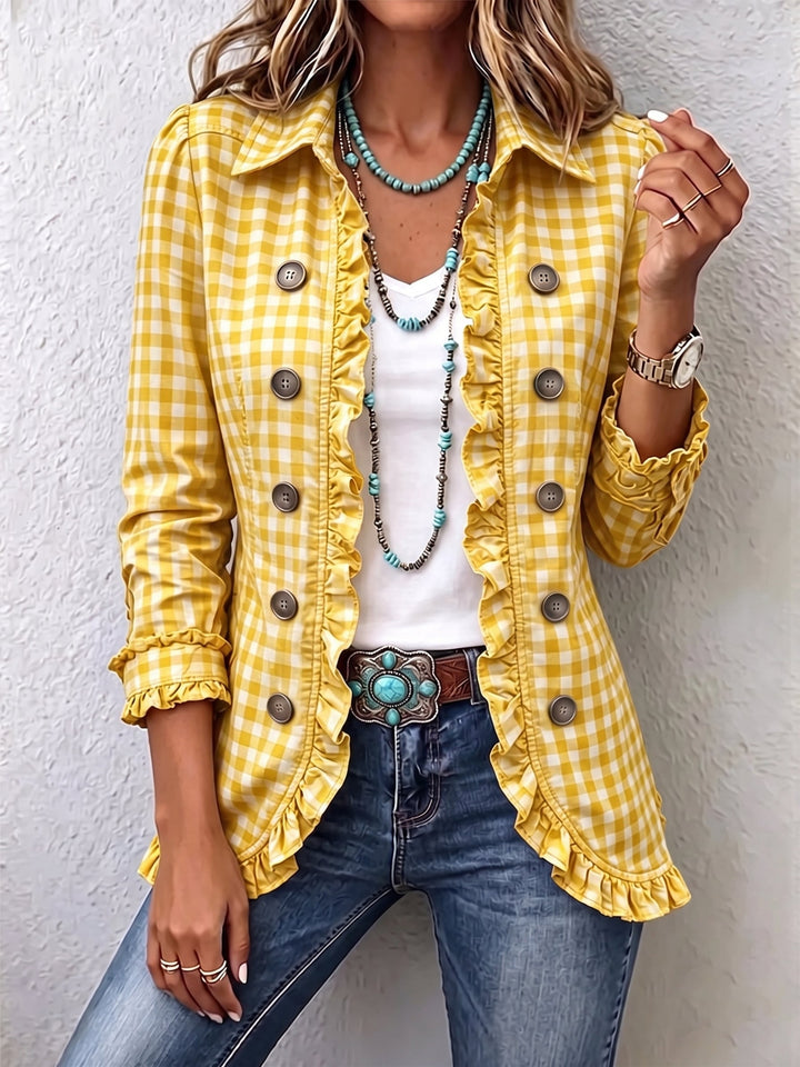 Charlene™ | Giacca Button-Down a Righe con Volant
