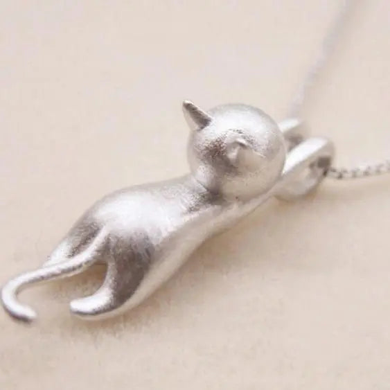 Collana Divertente con un Gattino in Argento 925