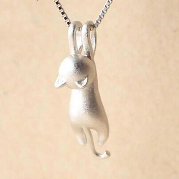 Collana Divertente con un Gattino in Argento 925