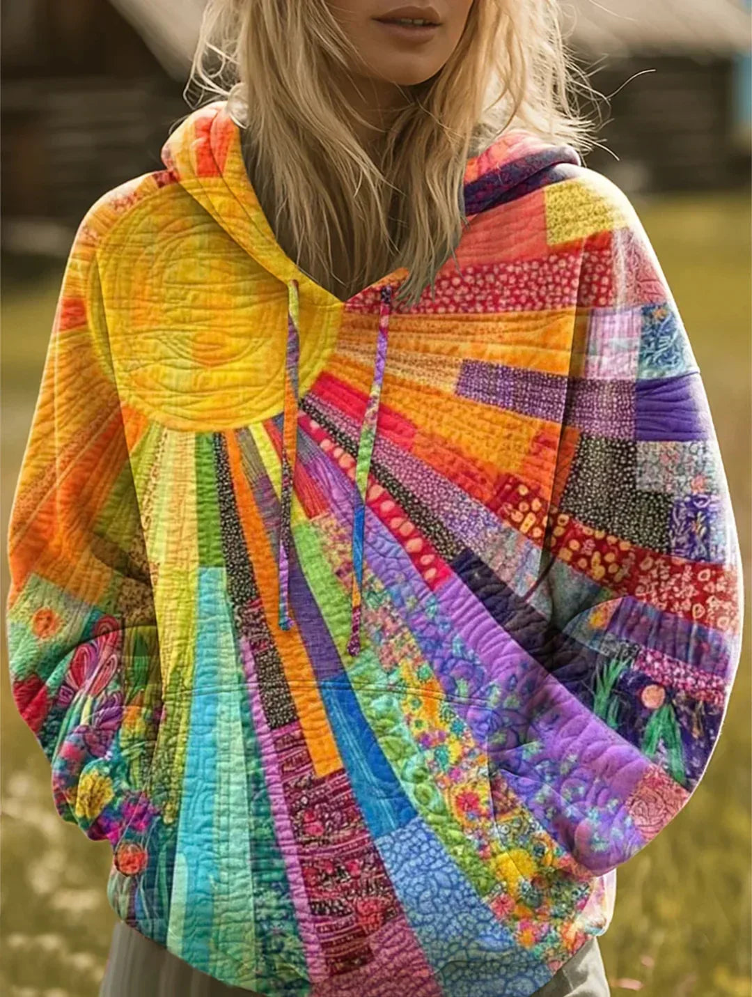 Dawnella™ | Felpa Bohemien Multicolore in Patchwork