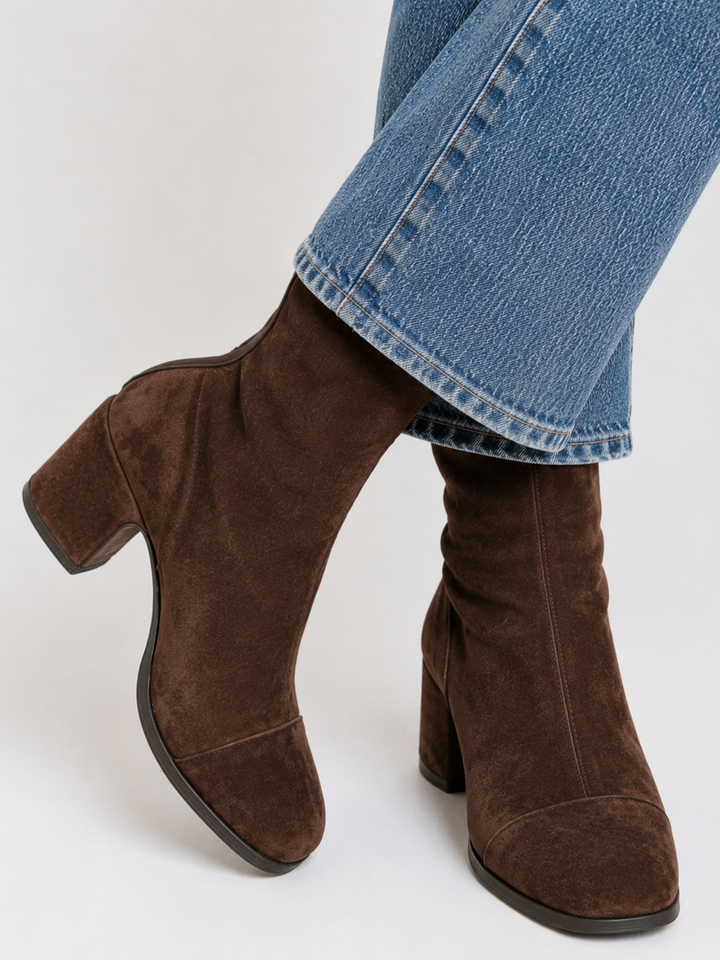 Renee™ | Stivali con Tacco a Blocco in Camoscio