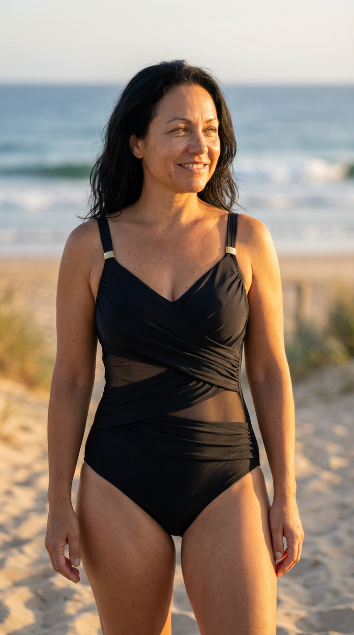 Costume da Bagno Modellante con Arricciatura di Supporto