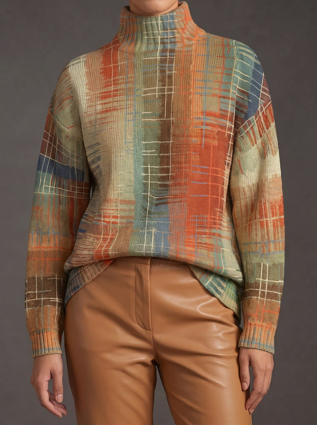 Sorrel™ | Maglione a Collo Alto a Strisce Dipinte