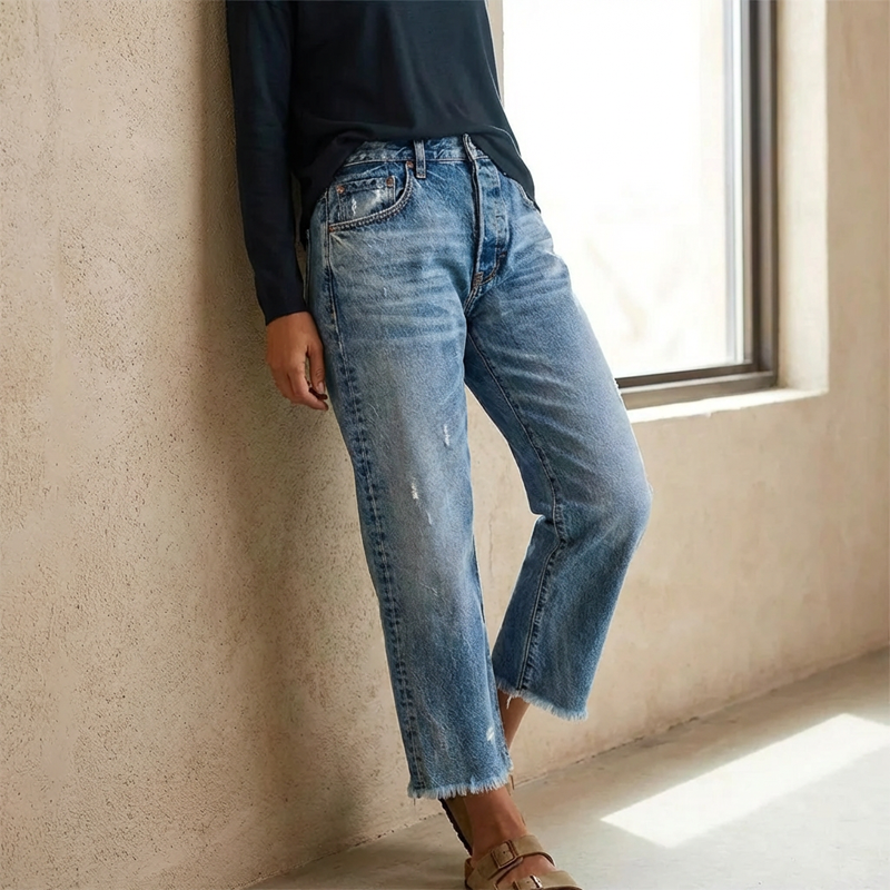 Aberjean™ | Jeans dritti cropped retro