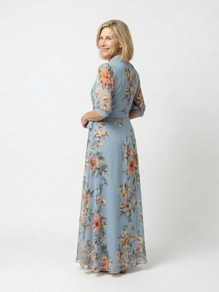 Elowen | Abito maxi con scollatura a V e motivi floreali