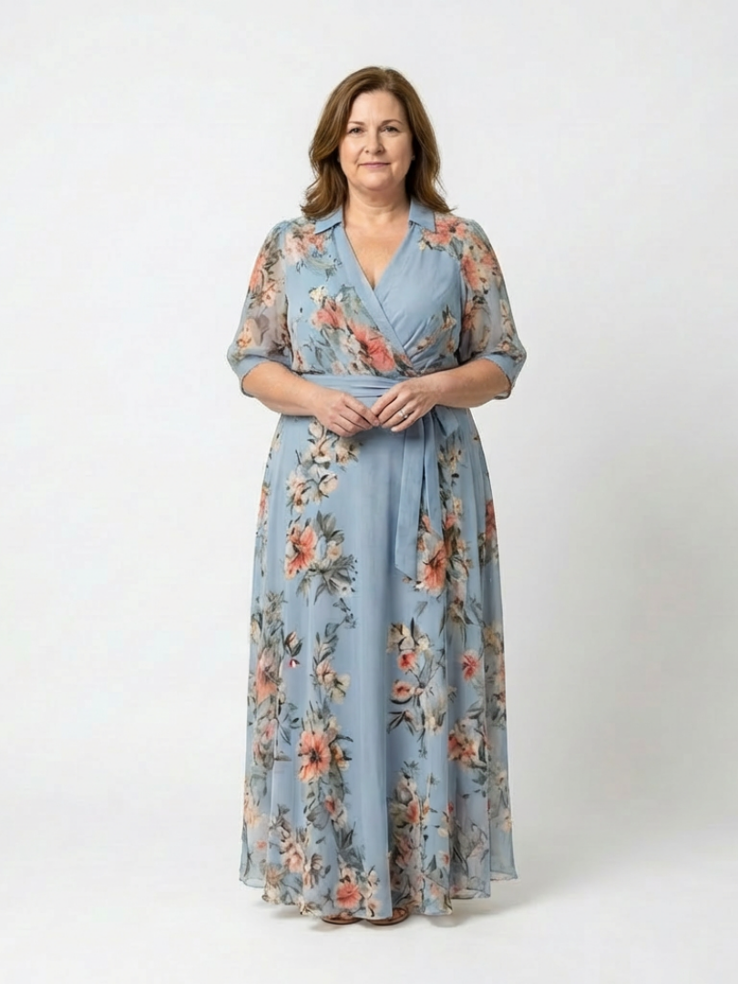 Elowen | Abito maxi con scollatura a V e motivi floreali