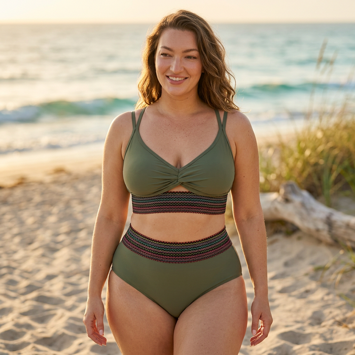 Bikini Set Alto in Vita con Controllo Pancia